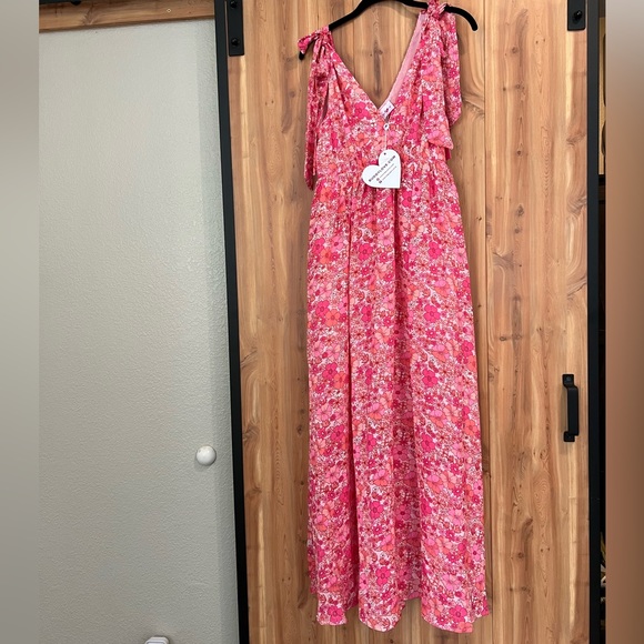 Buddy Love Meme Maxi Dress Tie Shoulder Medium NWT - Picture 3 of 12